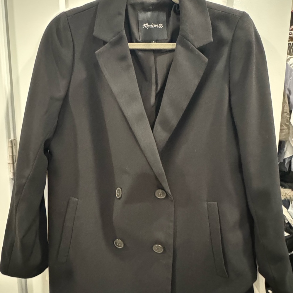 Madewell Women's Black Double-Breasted Blazer Jacket